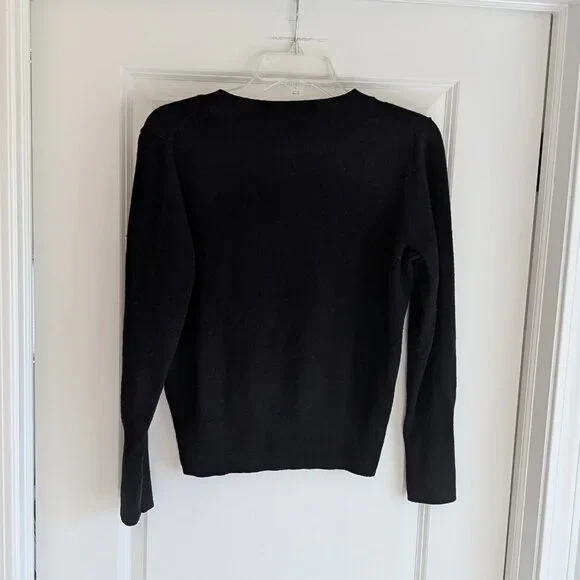 J.Crew Cashmere V Neck Sweater, Black, Size Medium - Picture 2 of 4